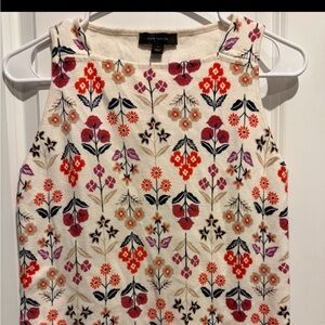 Ann Taylor tank top with Red and Purple Floral Pattern